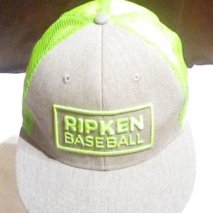 Domeheadwear RIPKEN BASEBALL Gray and Neon Green Mesh Snapback Flat Bill Hat Cap
